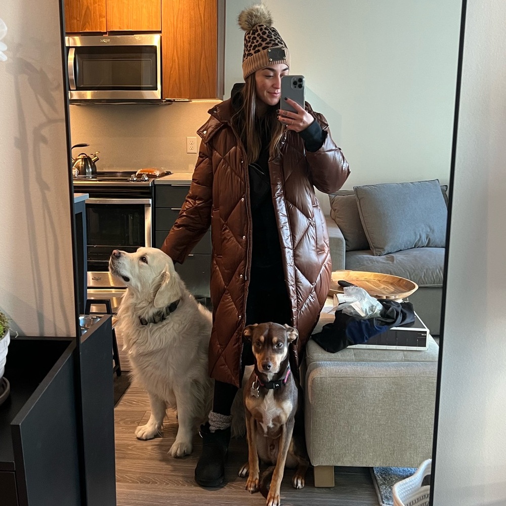 Brown Quilted Long Puffer Coat